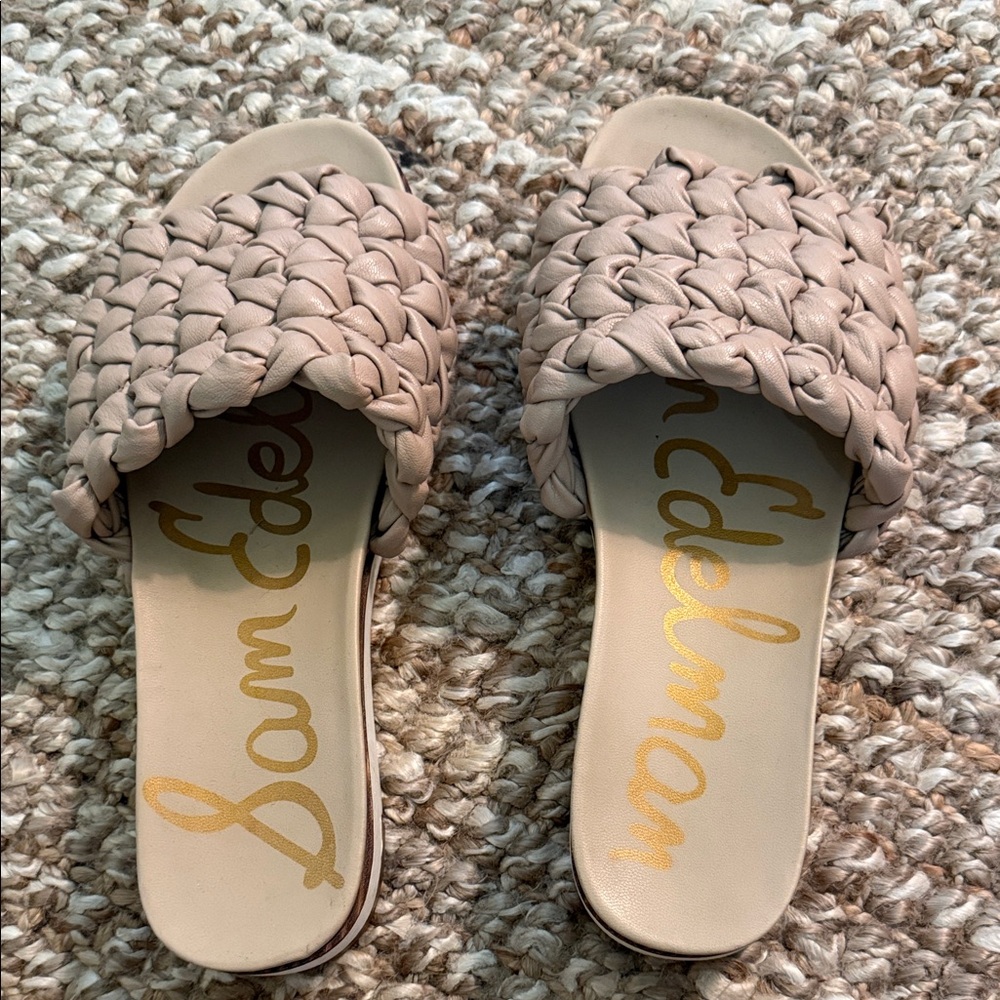 Sam Edelman Braided faux leather Slide Sandals in tan